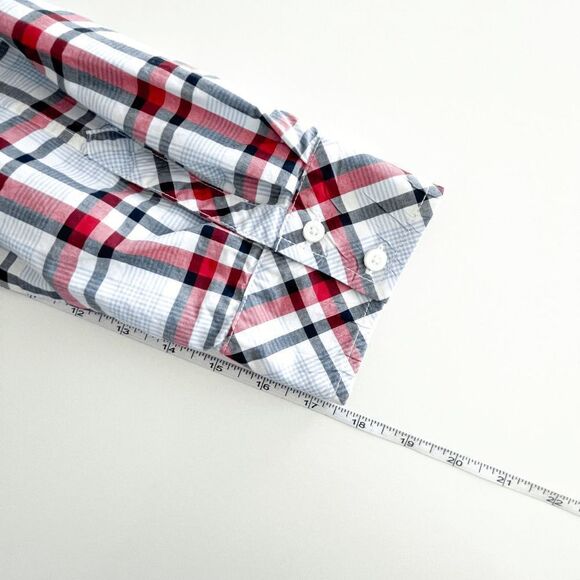 Tommy Hilfiger Womens Long Sleeve Plaid Roll Tab Button Down Top Red XL - Picture 6 of 8